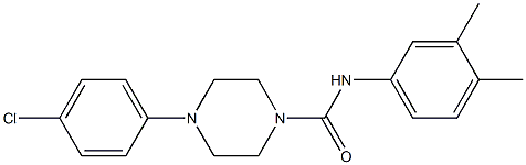 4-(4-chlorophenyl)-N-(3,4-dimethylphenyl)piperazine-1-carboxamide 结构式