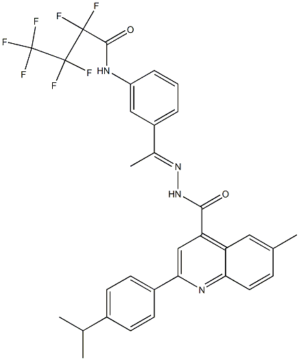 N-[(E)-1-[3-(2,2,3,3,4,4,4-heptafluorobutanoylamino)phenyl]ethylideneamino]-6-methyl-2-(4-propan-2-ylphenyl)quinoline-4-carboxamide 结构式