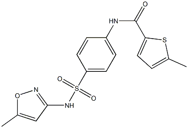 5-methyl-N-[4-[(5-methyl-1,2-oxazol-3-yl)sulfamoyl]phenyl]thiophene-2-carboxamide 结构式