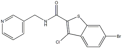 6-bromo-3-chloro-N-(pyridin-3-ylmethyl)-1-benzothiophene-2-carboxamide 结构式