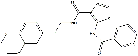 N-[3-[2-(3,4-dimethoxyphenyl)ethylcarbamoyl]thiophen-2-yl]pyridine-3-carboxamide 结构式