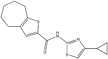 N-(4-cyclopropyl-1,3-thiazol-2-yl)-5,6,7,8-tetrahydro-4H-cyclohepta[b]thiophene-2-carboxamide 结构式