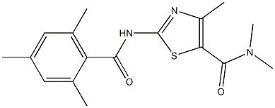 N,N,4-trimethyl-2-[(2,4,6-trimethylbenzoyl)amino]-1,3-thiazole-5-carboxamide 结构式