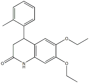 6,7-diethoxy-4-(2-methylphenyl)-3,4-dihydro-1H-quinolin-2-one 结构式