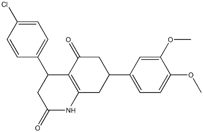 4-(4-chlorophenyl)-7-(3,4-dimethoxyphenyl)-1,3,4,6,7,8-hexahydroquinoline-2,5-dione 结构式