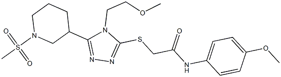 2-[[4-(2-methoxyethyl)-5-(1-methylsulfonylpiperidin-3-yl)-1,2,4-triazol-3-yl]sulfanyl]-N-(4-methoxyphenyl)acetamide 结构式