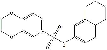 N-(5,6,7,8-tetrahydronaphthalen-2-yl)-2,3-dihydro-1,4-benzodioxine-6-sulfonamide 结构式