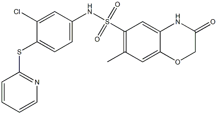 N-(3-chloro-4-pyridin-2-ylsulfanylphenyl)-7-methyl-3-oxo-4H-1,4-benzoxazine-6-sulfonamide 结构式