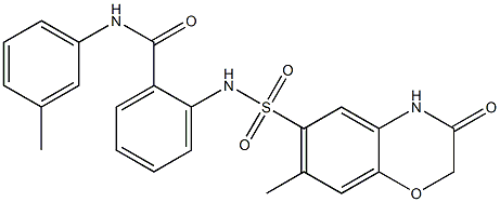 2-[(7-methyl-3-oxo-4H-1,4-benzoxazin-6-yl)sulfonylamino]-N-(3-methylphenyl)benzamide 结构式