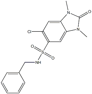 N-benzyl-6-chloro-1,3-dimethyl-2-oxobenzimidazole-5-sulfonamide 结构式