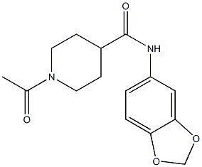 1-acetyl-N-(1,3-benzodioxol-5-yl)piperidine-4-carboxamide 结构式