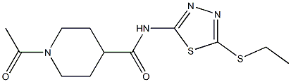 1-acetyl-N-(5-ethylsulfanyl-1,3,4-thiadiazol-2-yl)piperidine-4-carboxamide 结构式