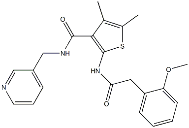 2-[[2-(2-methoxyphenyl)acetyl]amino]-4,5-dimethyl-N-(pyridin-3-ylmethyl)thiophene-3-carboxamide 结构式
