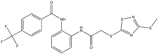 N-[2-[[2-[(3-methylsulfanyl-1,2,4-thiadiazol-5-yl)sulfanyl]acetyl]amino]phenyl]-4-(trifluoromethyl)benzamide 结构式