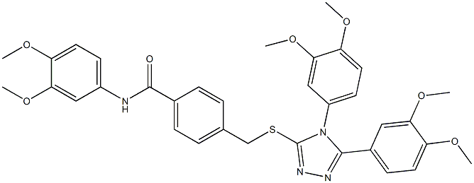 4-[[4,5-bis(3,4-dimethoxyphenyl)-1,2,4-triazol-3-yl]sulfanylmethyl]-N-(3,4-dimethoxyphenyl)benzamide 结构式