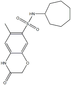N-cycloheptyl-6-methyl-3-oxo-4H-1,4-benzoxazine-7-sulfonamide 结构式