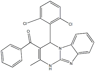 [4-(2,6-dichlorophenyl)-2-methyl-1,4-dihydropyrimido[1,2-a]benzimidazol-3-yl]-phenylmethanone 结构式