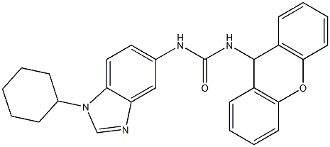 1-(1-cyclohexylbenzimidazol-5-yl)-3-(9H-xanthen-9-yl)urea 结构式
