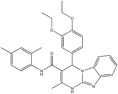 4-(3,4-diethoxyphenyl)-N-(2,4-dimethylphenyl)-2-methyl-1,4-dihydropyrimido[1,2-a]benzimidazole-3-carboxamide 结构式