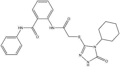 2-[[2-[(4-cyclohexyl-5-oxo-1H-1,2,4-triazol-3-yl)sulfanyl]acetyl]amino]-N-phenylbenzamide 结构式