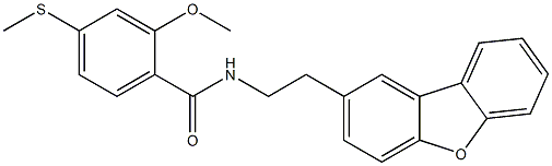 N-(2-dibenzofuran-2-ylethyl)-2-methoxy-4-methylsulfanylbenzamide 结构式