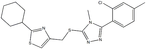 4-[[5-(2-chloro-4-methylphenyl)-4-methyl-1,2,4-triazol-3-yl]sulfanylmethyl]-2-cyclohexyl-1,3-thiazole 结构式