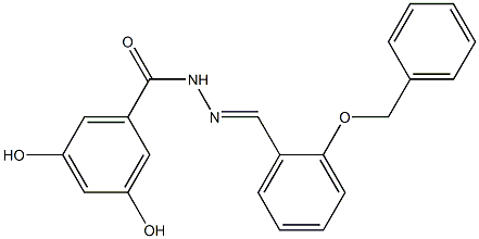 3,5-dihydroxy-N-[(E)-(2-phenylmethoxyphenyl)methylideneamino]benzamide 结构式