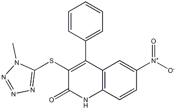 3-(1-methyltetrazol-5-yl)sulfanyl-6-nitro-4-phenyl-1H-quinolin-2-one 结构式