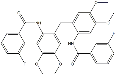 3-fluoro-N-[2-[[2-[(3-fluorobenzoyl)amino]-4,5-dimethoxyphenyl]methyl]-4,5-dimethoxyphenyl]benzamide 结构式