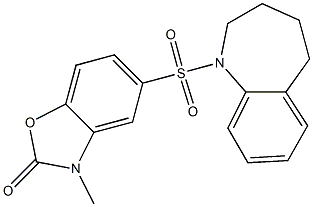 3-methyl-5-(2,3,4,5-tetrahydro-1-benzazepin-1-ylsulfonyl)-1,3-benzoxazol-2-one 结构式