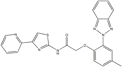 2-[2-(benzotriazol-2-yl)-4-methylphenoxy]-N-(4-pyridin-2-yl-1,3-thiazol-2-yl)acetamide 结构式