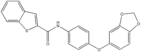 N-[4-(1,3-benzodioxol-5-yloxy)phenyl]-1-benzothiophene-2-carboxamide 结构式