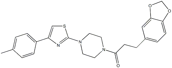 3-(1,3-benzodioxol-5-yl)-1-[4-[4-(4-methylphenyl)-1,3-thiazol-2-yl]piperazin-1-yl]propan-1-one 结构式