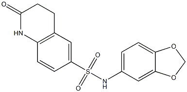 N-(1,3-benzodioxol-5-yl)-2-oxo-3,4-dihydro-1H-quinoline-6-sulfonamide 结构式