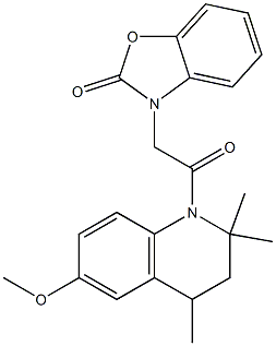 3-[2-(6-methoxy-2,2,4-trimethyl-3,4-dihydroquinolin-1-yl)-2-oxoethyl]-1,3-benzoxazol-2-one 结构式