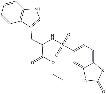 ethyl 3-(1H-indol-3-yl)-2-[(2-oxo-3H-1,3-benzothiazol-5-yl)sulfonylamino]propanoate 结构式