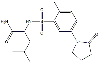 4-methyl-2-[[2-methyl-5-(2-oxopyrrolidin-1-yl)phenyl]sulfonylamino]pentanamide 结构式