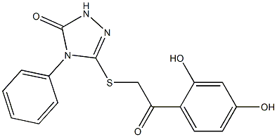 3-[2-(2,4-dihydroxyphenyl)-2-oxoethyl]sulfanyl-4-phenyl-1H-1,2,4-triazol-5-one 结构式