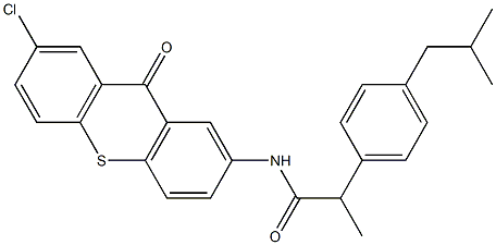 N-(7-chloro-9-oxothioxanthen-2-yl)-2-[4-(2-methylpropyl)phenyl]propanamide 结构式