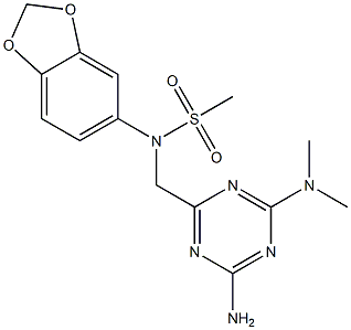 N-[[4-amino-6-(dimethylamino)-1,3,5-triazin-2-yl]methyl]-N-(1,3-benzodioxol-5-yl)methanesulfonamide 结构式