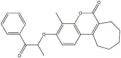 4-methyl-3-(1-oxo-1-phenylpropan-2-yl)oxy-8,9,10,11-tetrahydro-7H-cyclohepta[c]chromen-6-one 结构式