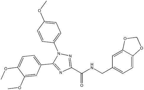 N-(1,3-benzodioxol-5-ylmethyl)-5-(3,4-dimethoxyphenyl)-1-(4-methoxyphenyl)-1,2,4-triazole-3-carboxamide 结构式