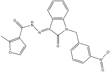 2-methyl-N-[(E)-[1-[(3-nitrophenyl)methyl]-2-oxoindol-3-ylidene]amino]furan-3-carboxamide 结构式