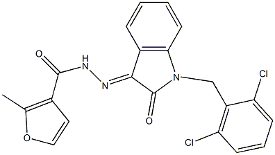 N-[(E)-[1-[(2,6-dichlorophenyl)methyl]-2-oxoindol-3-ylidene]amino]-2-methylfuran-3-carboxamide 结构式