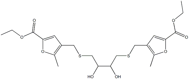 ethyl 4-[[4-[(5-ethoxycarbonyl-2-methylfuran-3-yl)methylsulfanyl]-2,3-dihydroxybutyl]sulfanylmethyl]-5-methylfuran-2-carboxylate 结构式