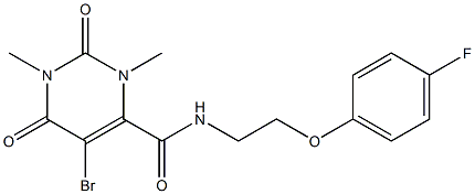 5-bromo-N-[2-(4-fluorophenoxy)ethyl]-1,3-dimethyl-2,6-dioxopyrimidine-4-carboxamide 结构式