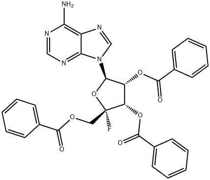 4'-C-氟腺苷 2',3',5'-三苯甲酸酯 结构式