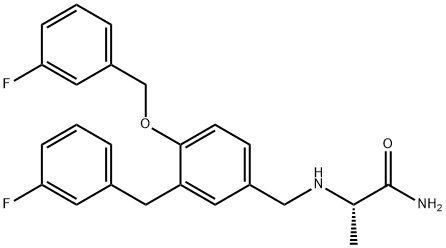 (S)-2-[3-(3-氟苯甲基)-4-(3-氟苄氧基)-苄胺基]丙酰胺 结构式