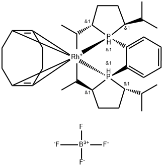 1,2-双[(2S,5S)-2,5-二异丙基膦烷基]苯(1,5-环辛二烯)四氟硼酸铑(I) 结构式