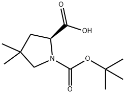 S-1-BOC-4,4-二甲基吡咯烷-2-羧酸 结构式